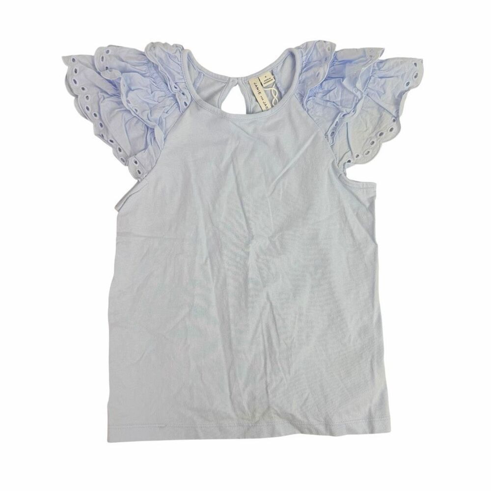 Janie Jack Girls 8 Light Blue Eyelet Sleeve Top